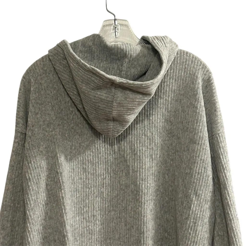 Aerie Women's Gray Ribbed Hoodie Sweatshirt Size M Relaxed Fit - Image 9