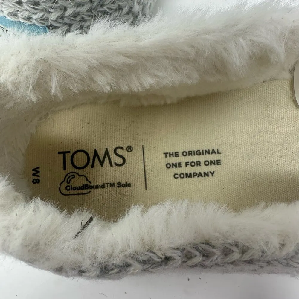 Toms Size 8 Flats Gray Basket Weave Faux Fur Lined Cloud Bound Sole Comfort Shoe - Image 5