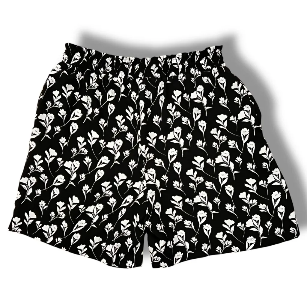 Simply Vera Vera Wang Womens Shorts Sz S Lined Black White Flowers Pockets A-6 - Image 3