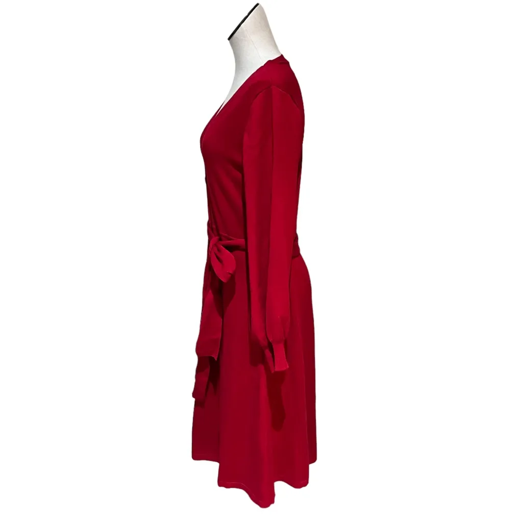 NWT ELIZA J BUTTON FRONT BELTED SWEATER DRESS Red X Large - Image 4