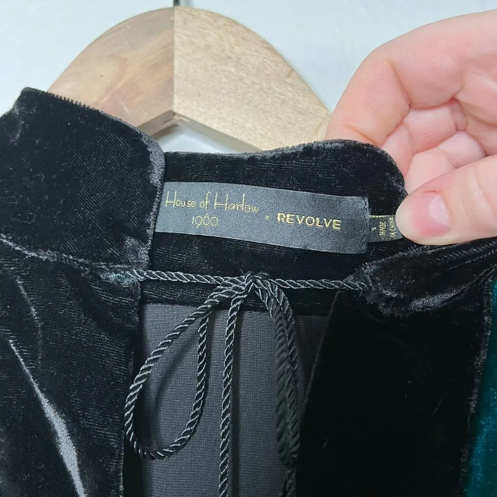 House Of Harlow 1960 x Revovle Green Velvet Long Sleeve Peasant Blouse small - Image 3