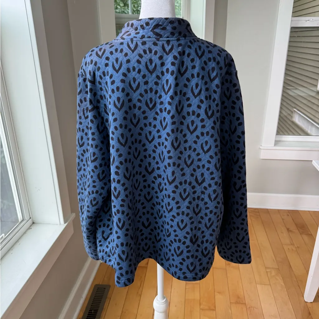 Handmade Marketplace Made in India Cobalt Blue and Black Quilted Cotton Jacket L Size L - Image 4