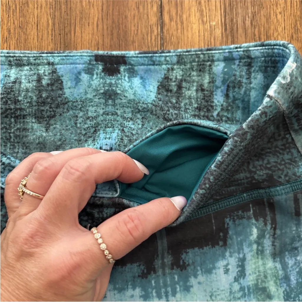 Alo Yoga Womens Goddess Leggings Size S Blue Ribbed Knit Ruched Leg Gym Workout - Image 4