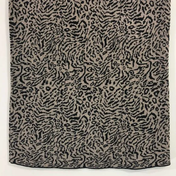 New  Animal Jacquard Knit Pull On Pencil Skirt Taupe Black - Image 8