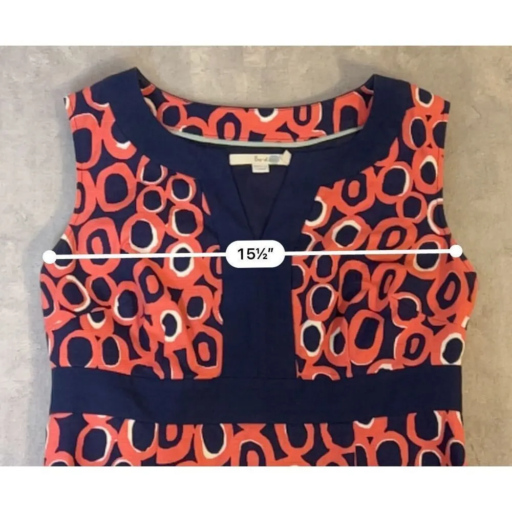 Women’s BODEN Navy/Coral Orange Sheath Midi Dress 6P Pink - Image 7