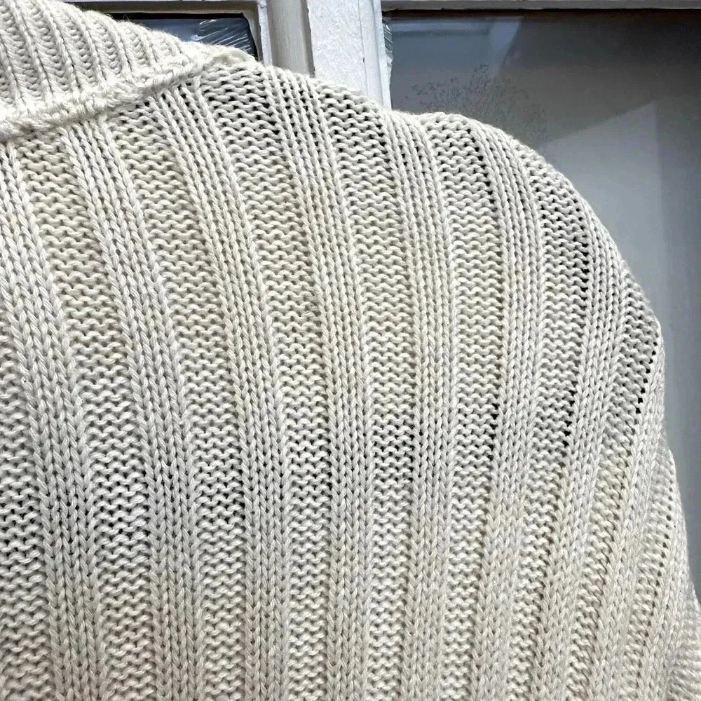 Vintage White House Black Market Y2K Cream Knit Duster Cardigan Sweater Size M - Image 8