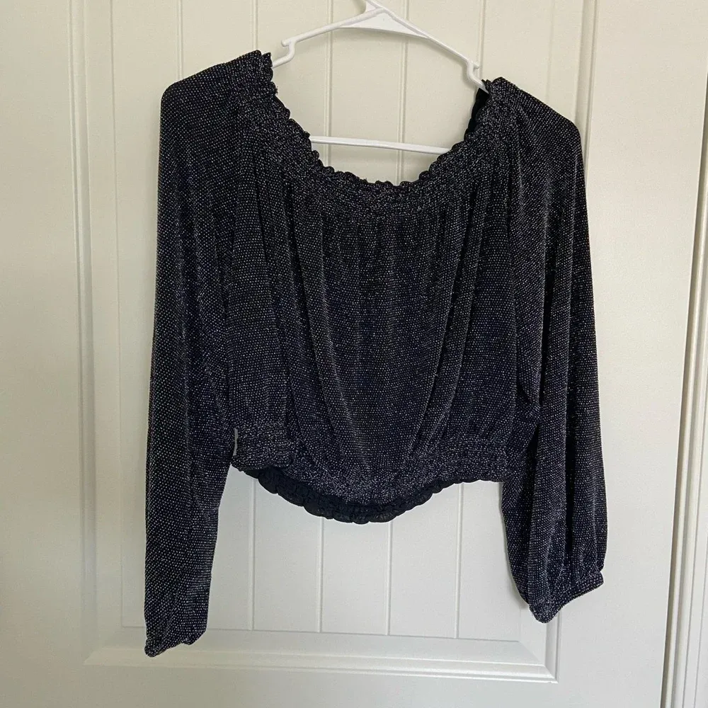 Divided H&M women’s sparkly black off shoulder‎ blouse — medium - Image 5