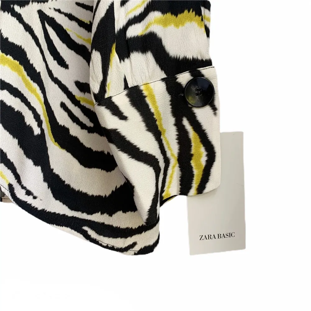 NWT Zara Zebra Print V Neck High Low Blouse Top - Image 9
