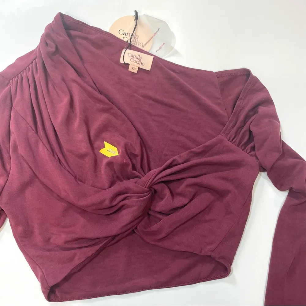 Camila Coelho Liby Crop Top in Berry Mauve XS - Image 6