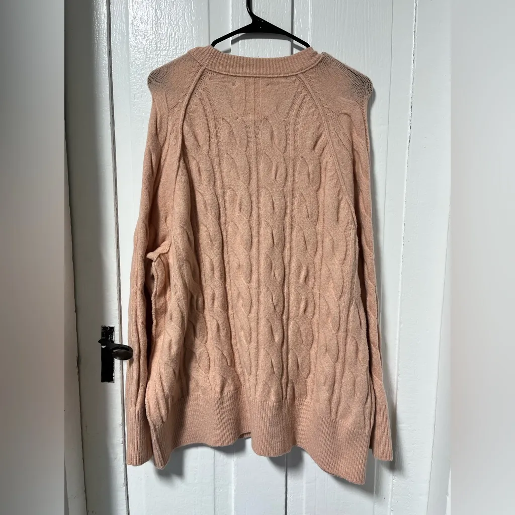 Aerie Pink Unreal Cable Crew Sweater size medium - Image 2