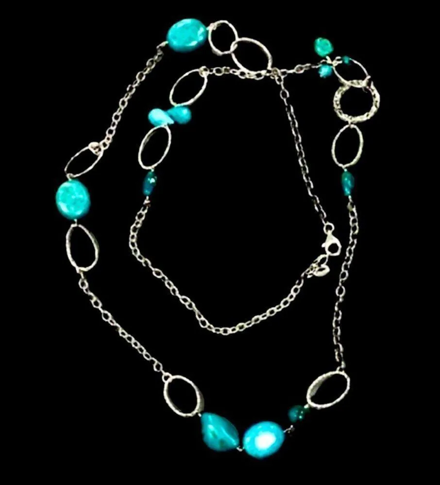 BARSE Sterling Turquoise Howlite Necklace 34” - Image 2