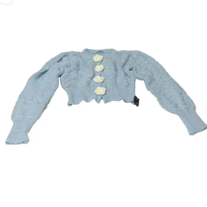 Kimchi Blue Blossom Cardigan light blue floral knit button S casual fall $120 - Image 2