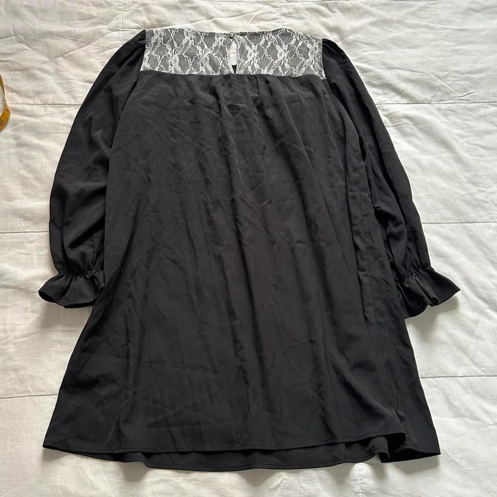 Axes Femme Black white lace bib dress with long sleeves Size medium - Image 4