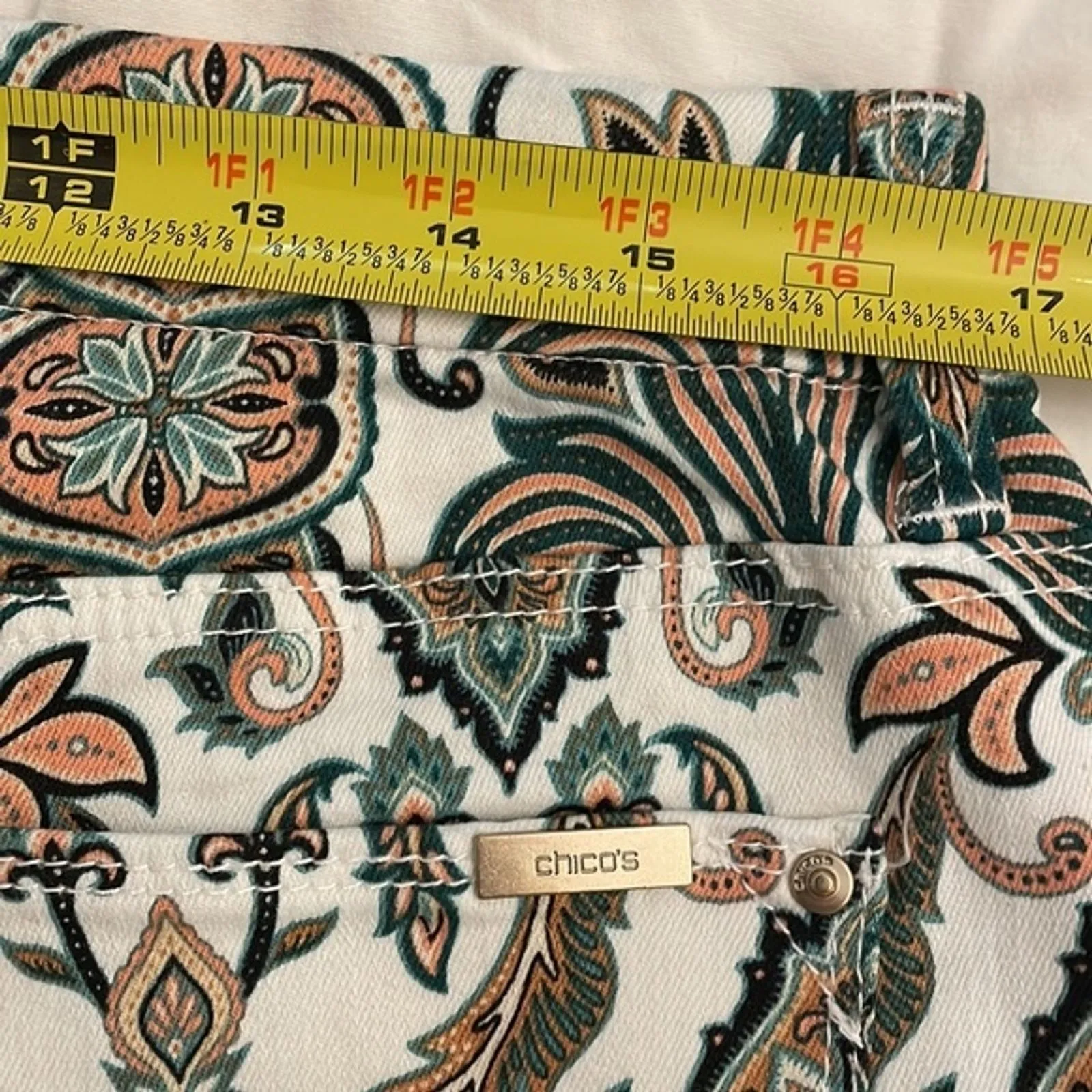 Chico's So Slimming Majorelle Damask Ankle Jeans Womens Size 12 2R Stretch - Image 6