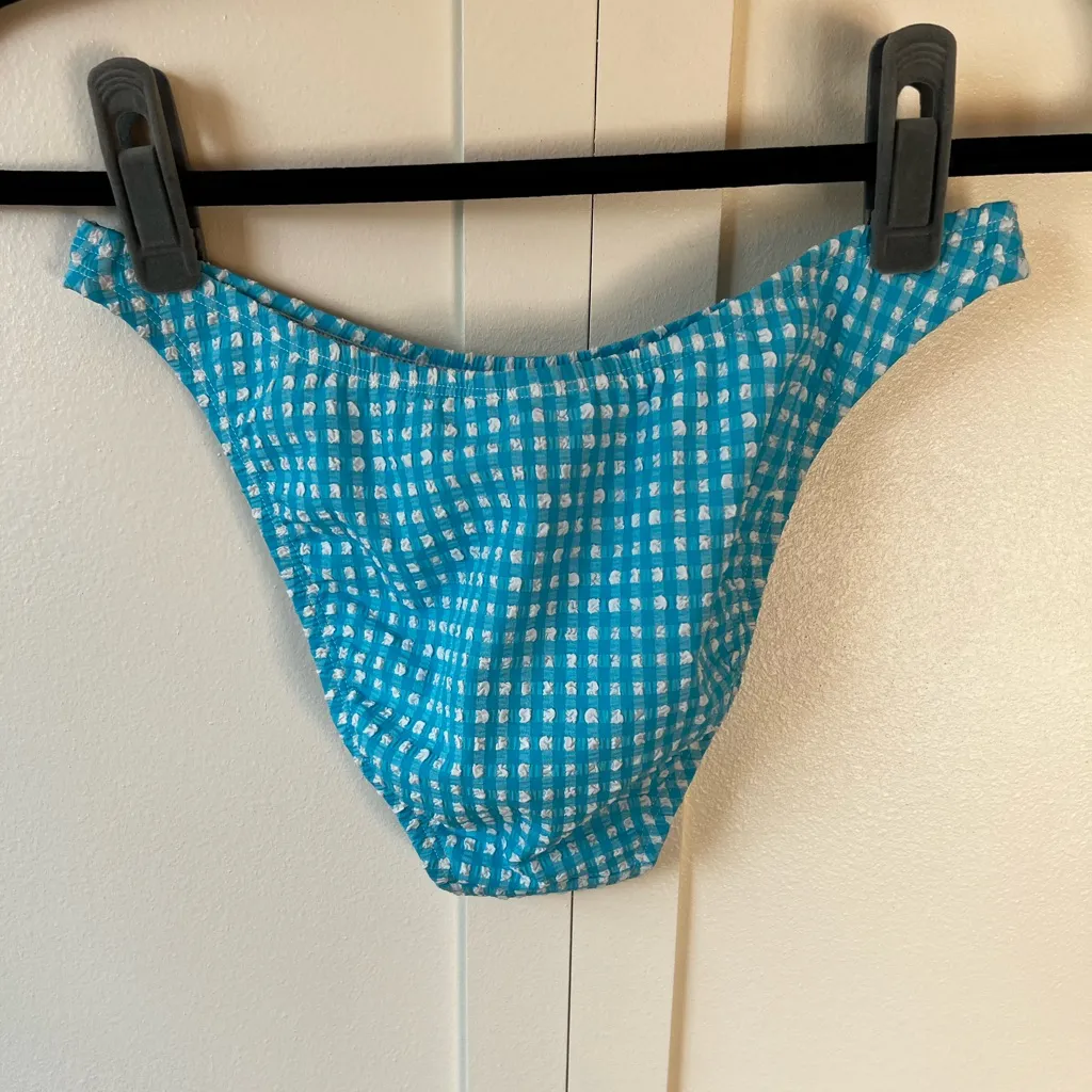 Lilly Pulitzer Blue White NWOT Women’s‎ Aelin Crinkle Gingham Bikini Bottom Sz 2 - Image 8