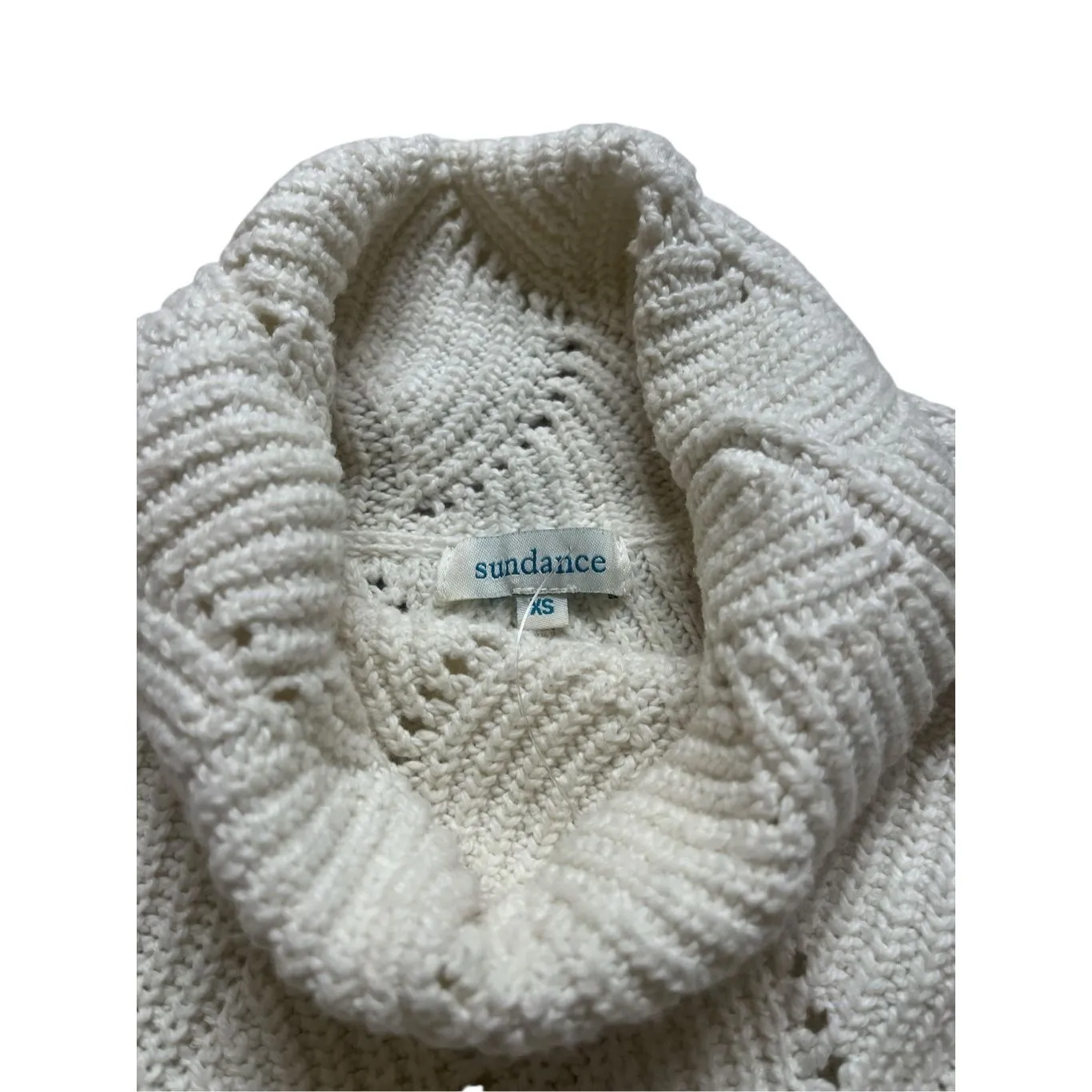 Sundance turtleneck sweater open weave design off white sz XS - Image 4