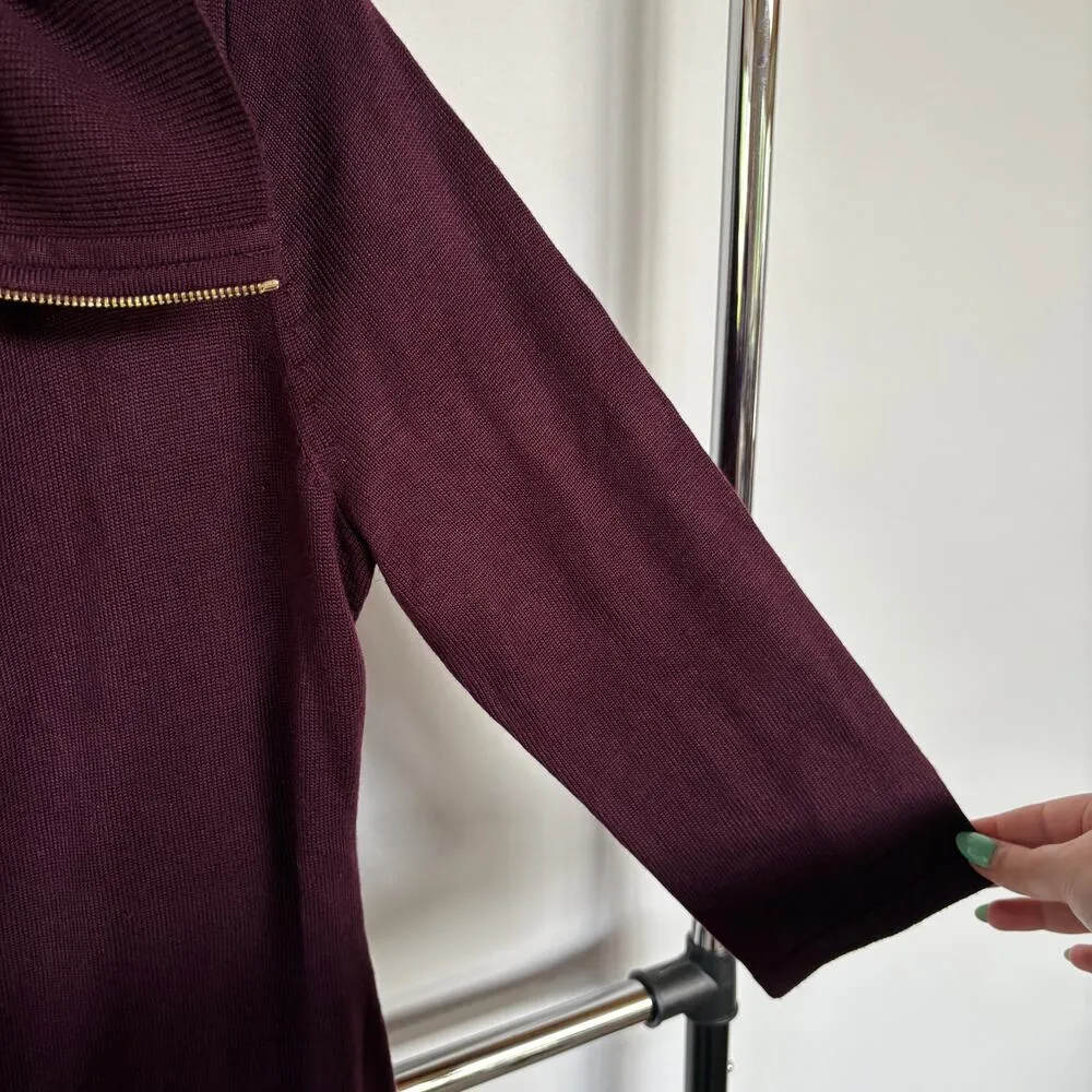 Calvin Klein Purple Full Zip Gold Knit Maxi Dress Old Money Glam Mobwife Large - Image 6