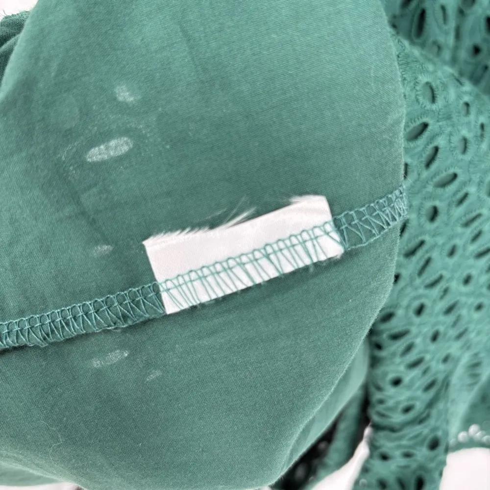NWT Anthropologie Chloe Oliver Cotton Eyelet Shorts Romper | Sz Medium | Green - Image 9