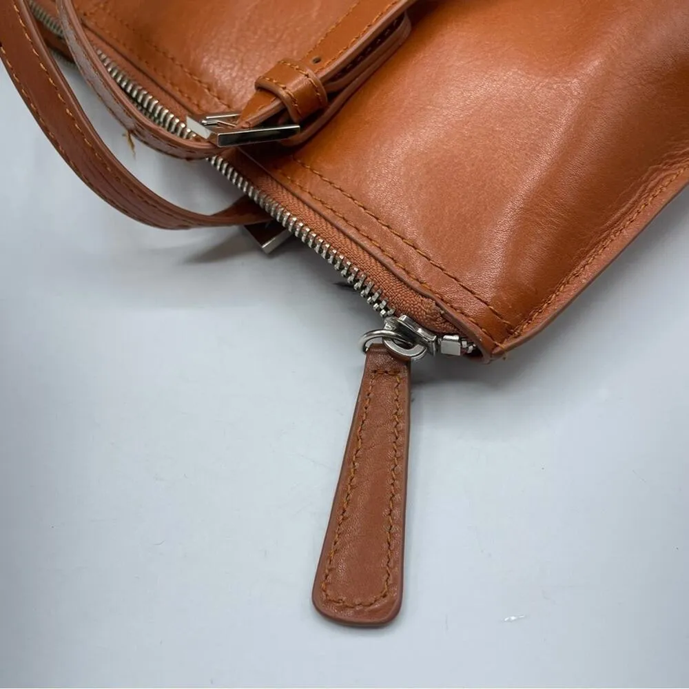 Hobo Vintage Cognac Leather Shoulder Handbag Angelica Purse Bag Tan - Image 6