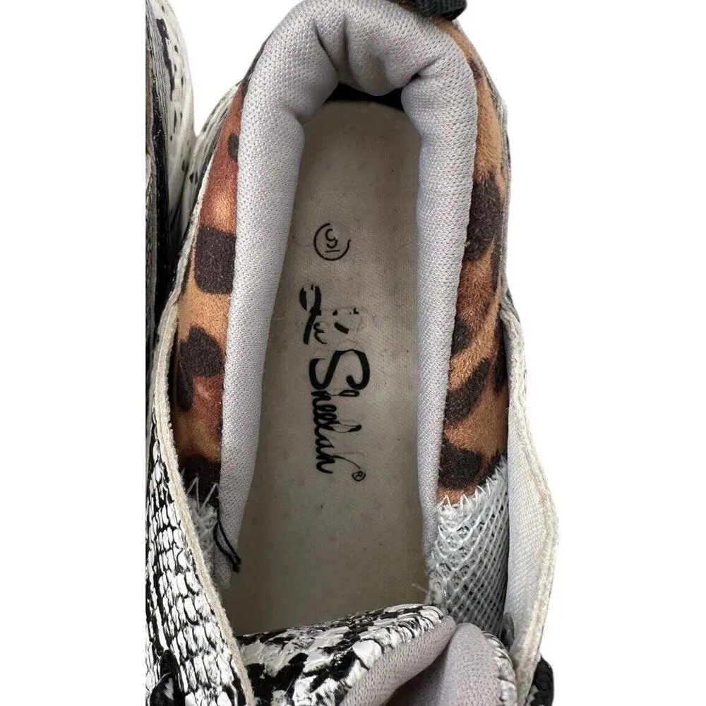 Womens La Sheelah Leopard Cheetah Snake Chunky Sexy Wedge Sneakers Size 9 - Image 9