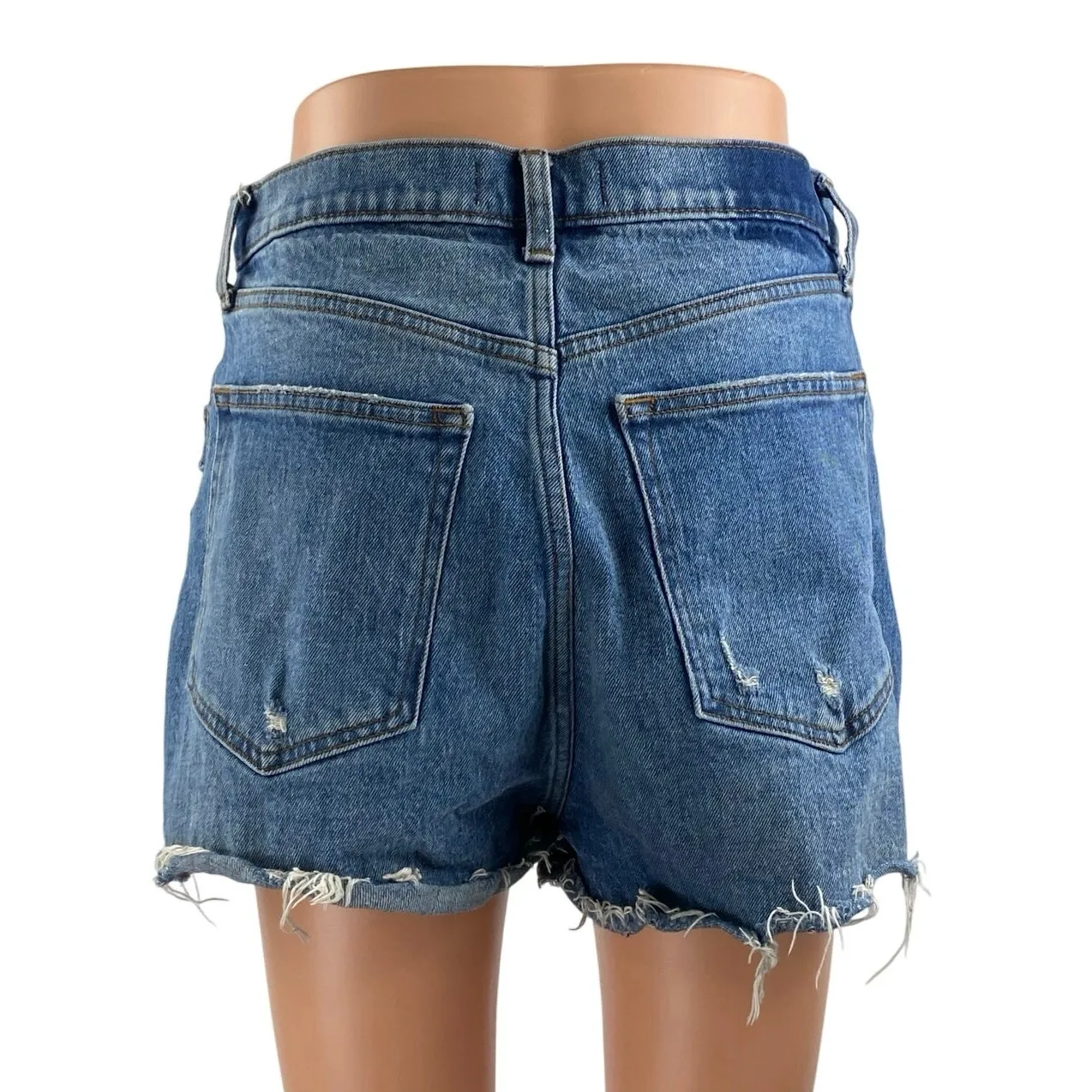Abercrombie & Fitch The Mom Blue Ultra High Rise Cut Off Denim Jean Shorts Sz 29 - Image 3