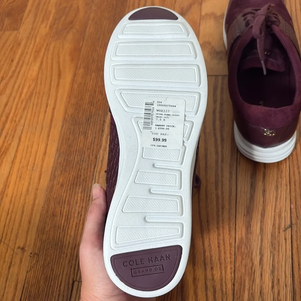 Cole Haan Grand OS Burgundy Suede Leather Lace Up Sneakers Women's 7.5 B NWOB - Image 11