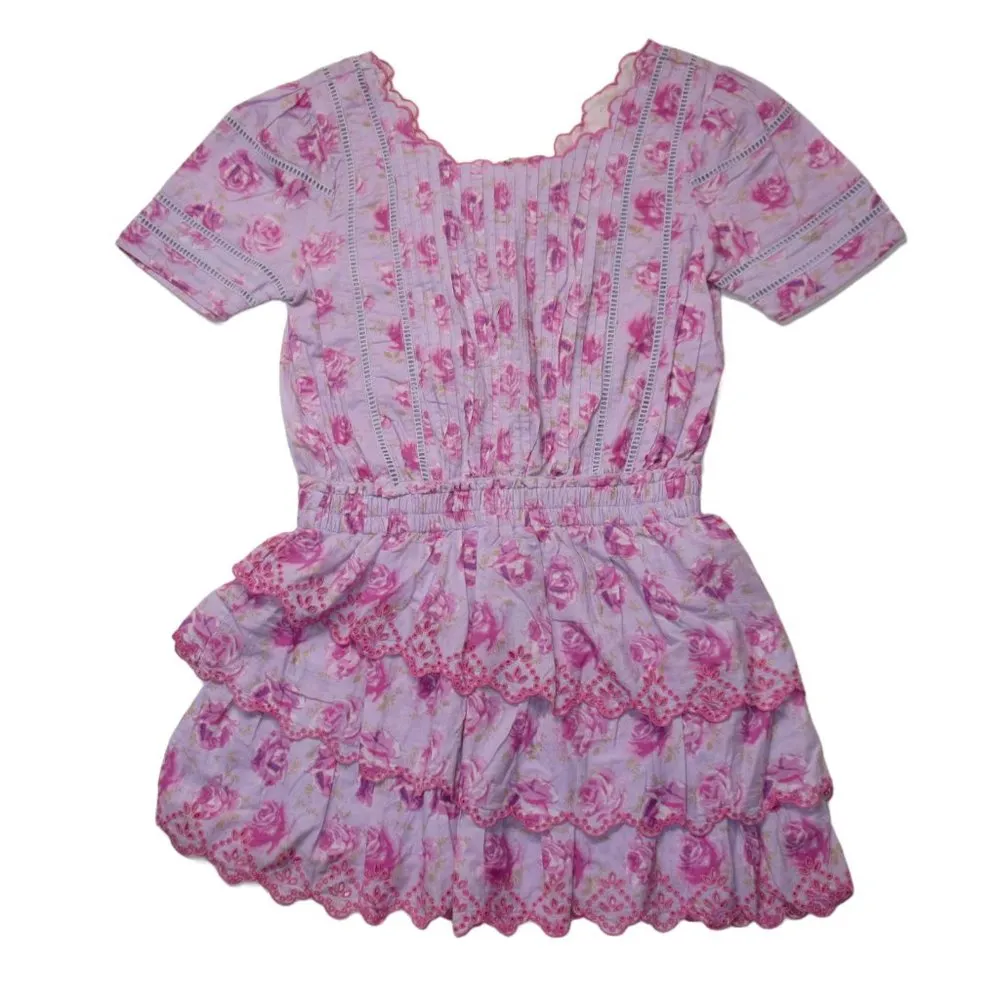 NWT LoveShackFancy Mavis Mini in Lilac Fusion Floral Tiered Cotton Dress S - Image 2