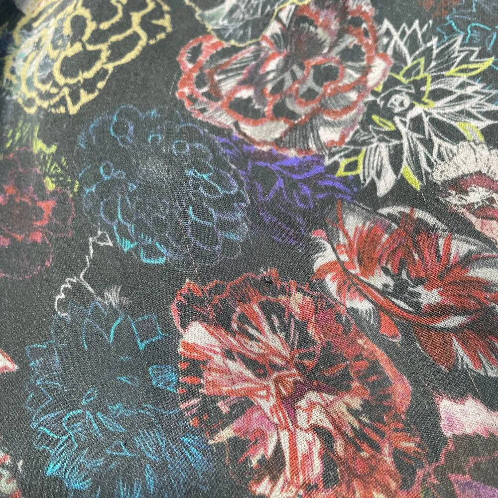 IRO Blouse 36 Small Ciclan Cold Shoulder Antique Dark Floral Silk Bell Sleeve - Image 9