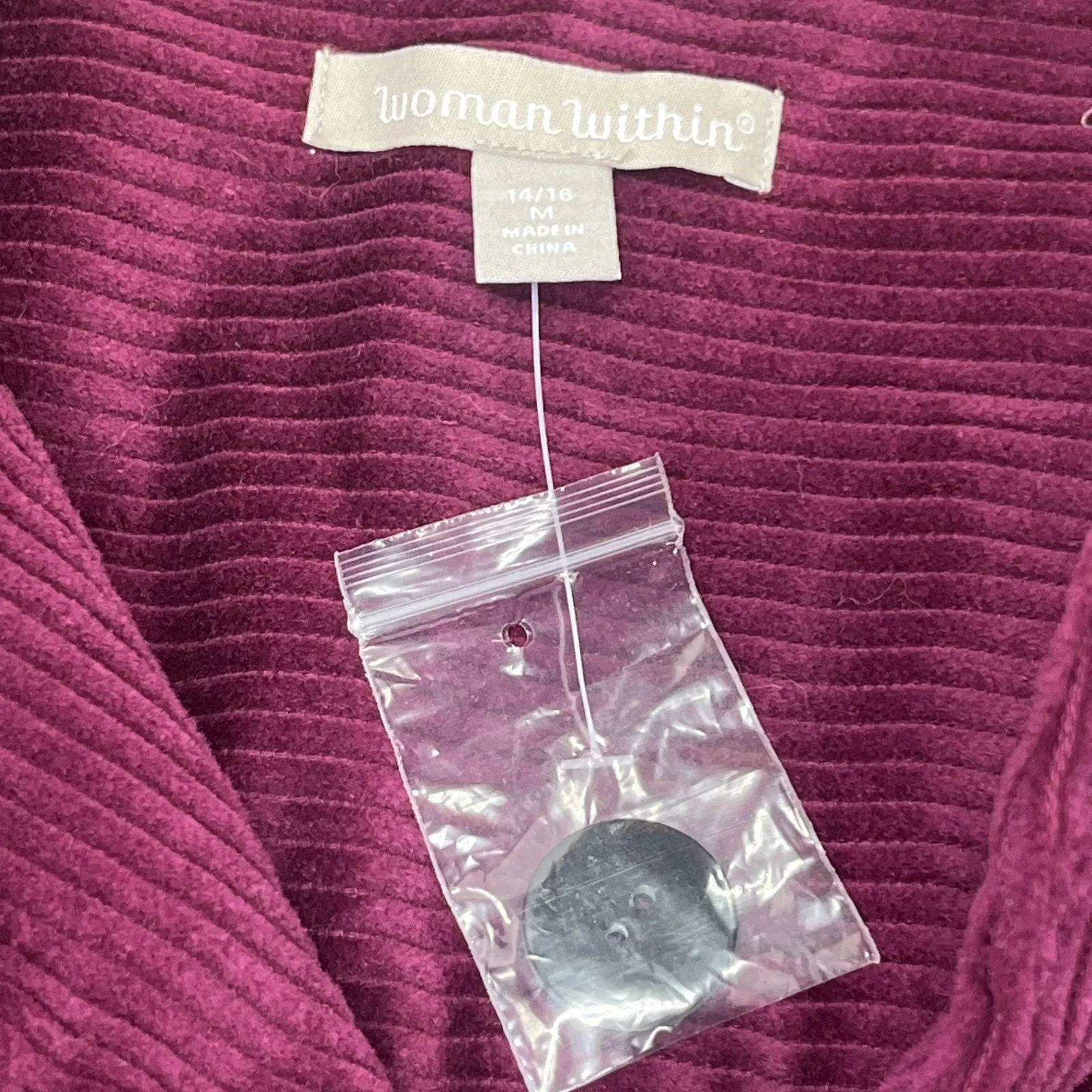 Woman Within Wide Wale Corduroy Shacket Button Chore Jacket Size 14/16 Purple - Image 4