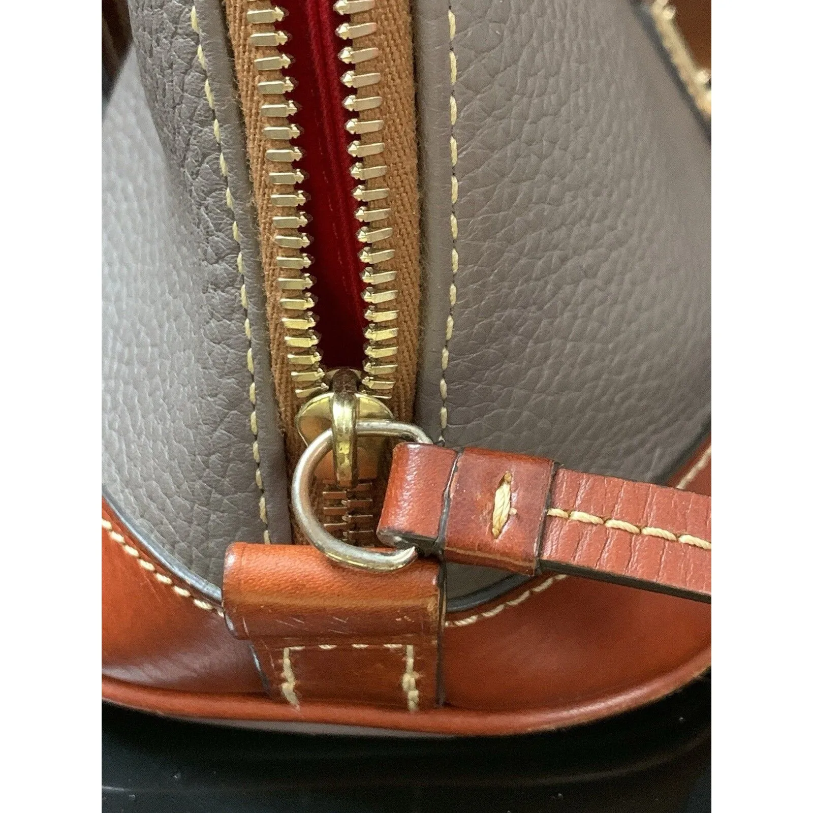 Elephant Gray Zip Zip Satchel With Registration Card Dooney Bourke - Image 12