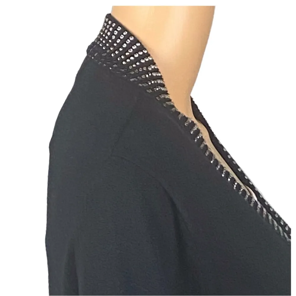 CALVIN KLEIN black Bolero Open Cardigan embellished w/ombré beading Medium EUC - Image 5