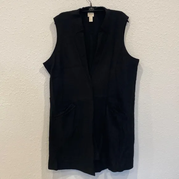 Chico’s Black Wool Women’s Vest Snap Closure EUC Sz 16 Minimal Contemporary - Image 2