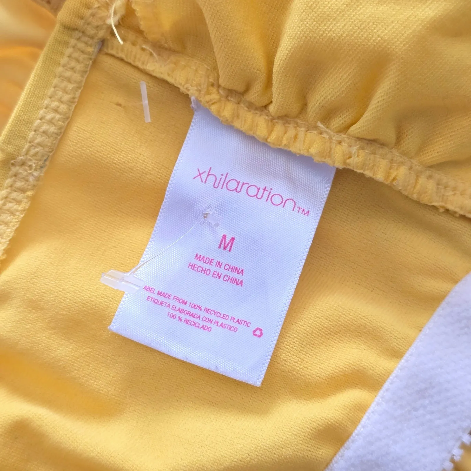 Y2K VTG Yellow Ruffle Smock Bandeau Coquette Retro Swimwear Bikini Top Medium - Image 7