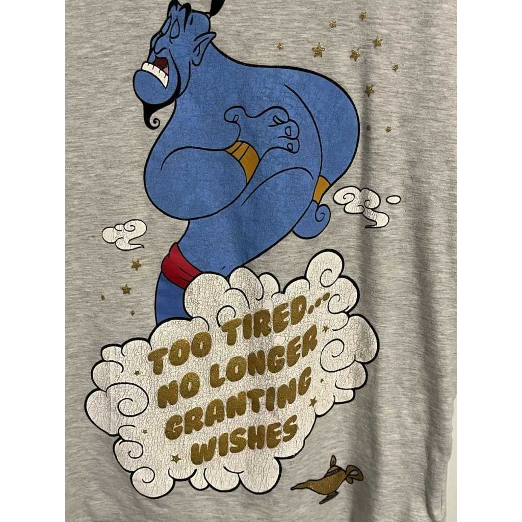 Disney Aladdin Pajama Top Night Shirt Womens M Gray Short Sleeve Sleeping Tee - Image 5
