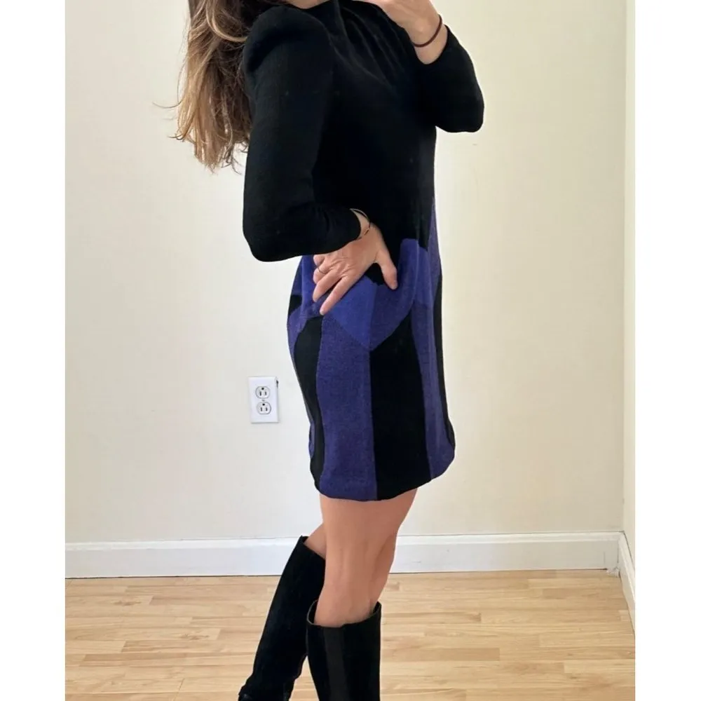 Vintage St. John by Marie Gray Black/Purple Knit Long Sleeve Dress - Image 12