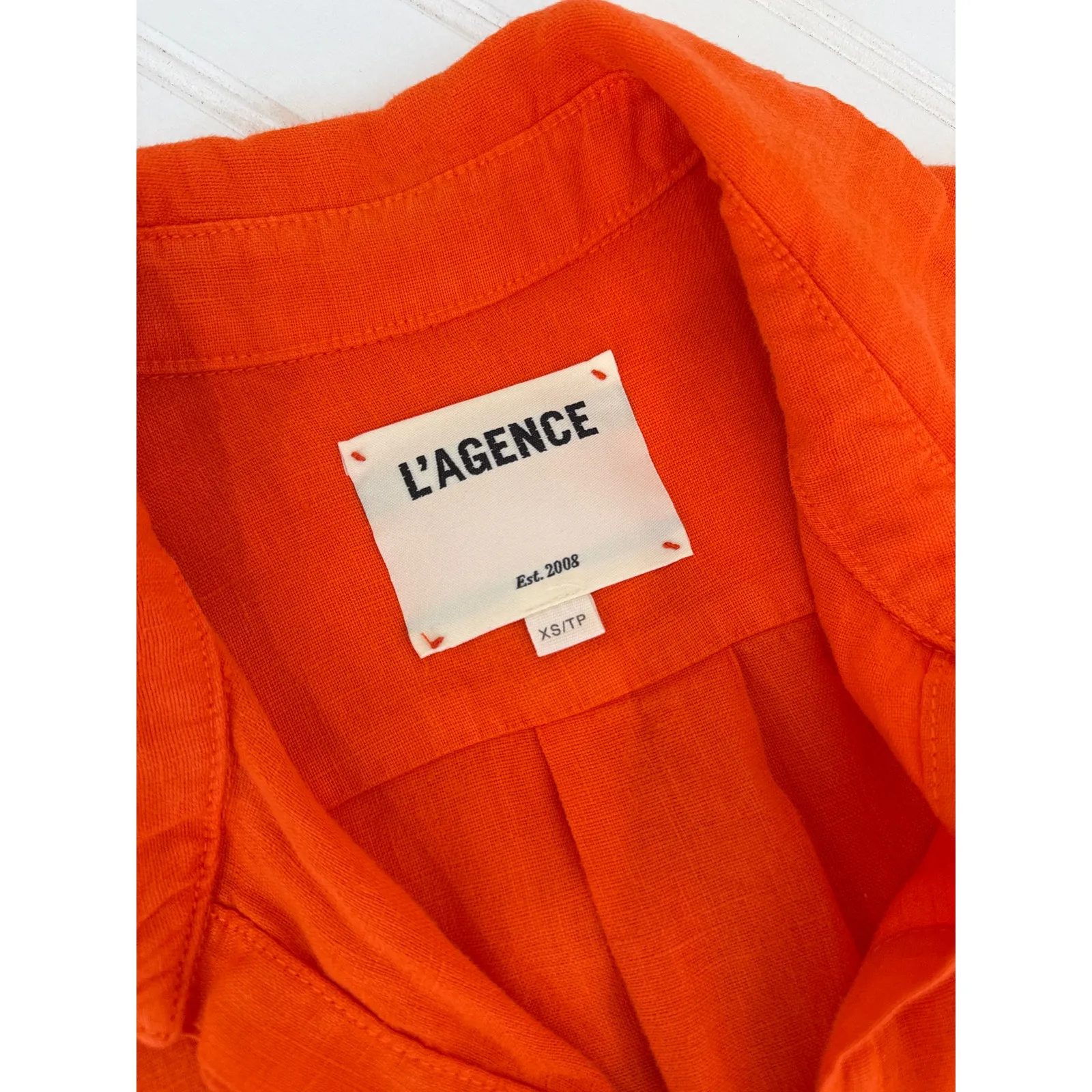 NWOT L’AGENCE Cameron Long Shirt Dress Cherry Tomato Belted Womens Size XS *FLAW - Image 8