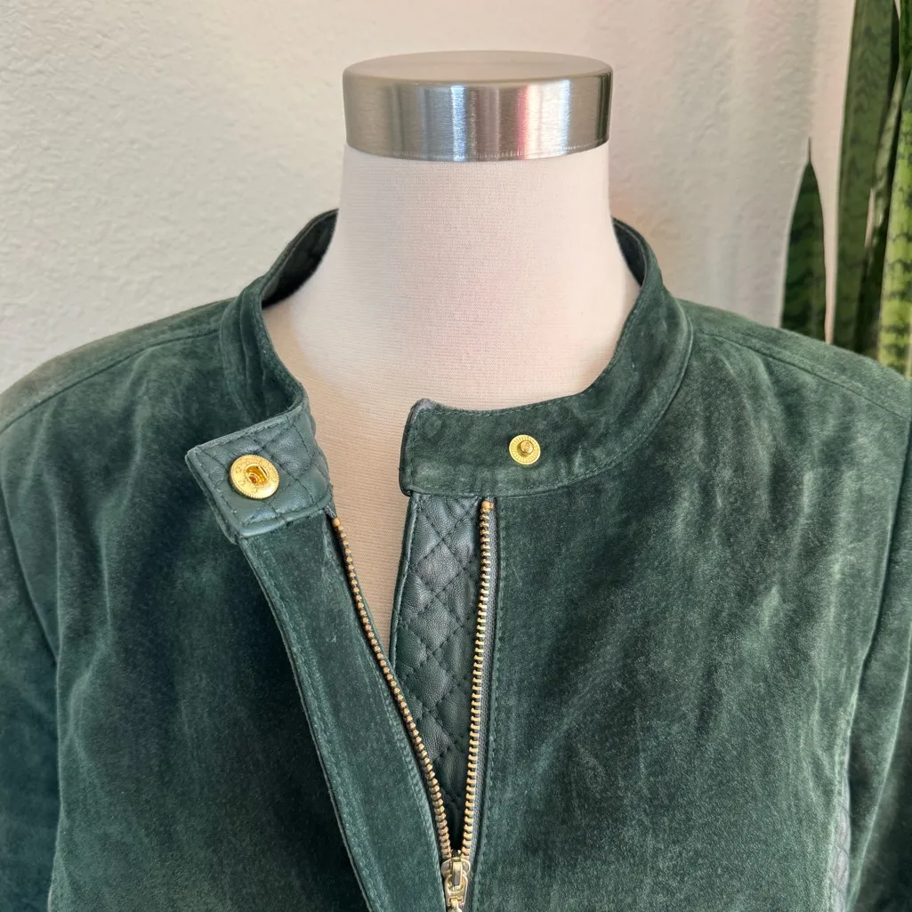 Vintage Isaac Mizrahi Live Leather Suede Moto Jacket Quilted Detail‎ 18W - Image 8