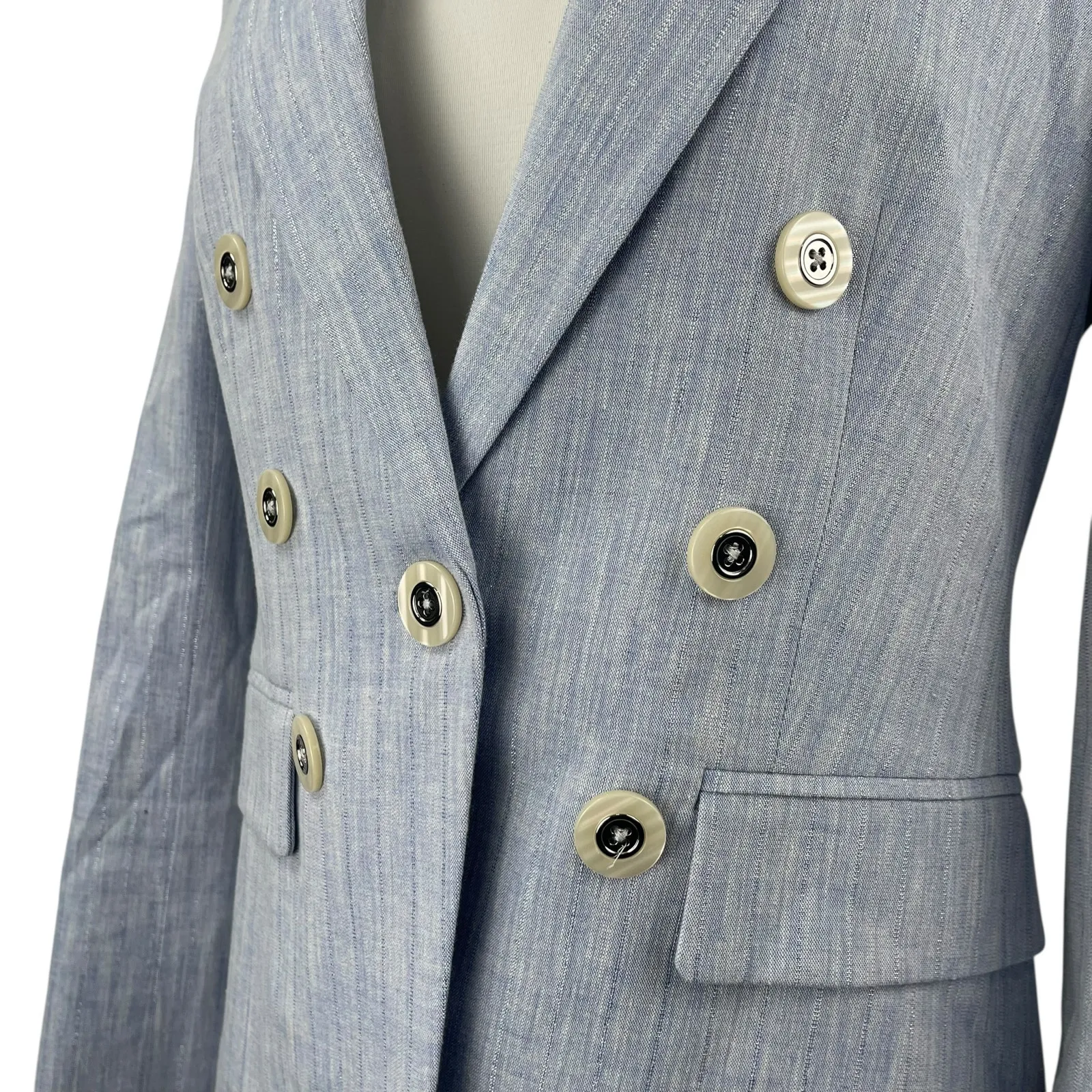 Veronica Beard Gaya Dickey Blue Faux Double Breasted Blazer Coat Jacket Size 8 - Image 3