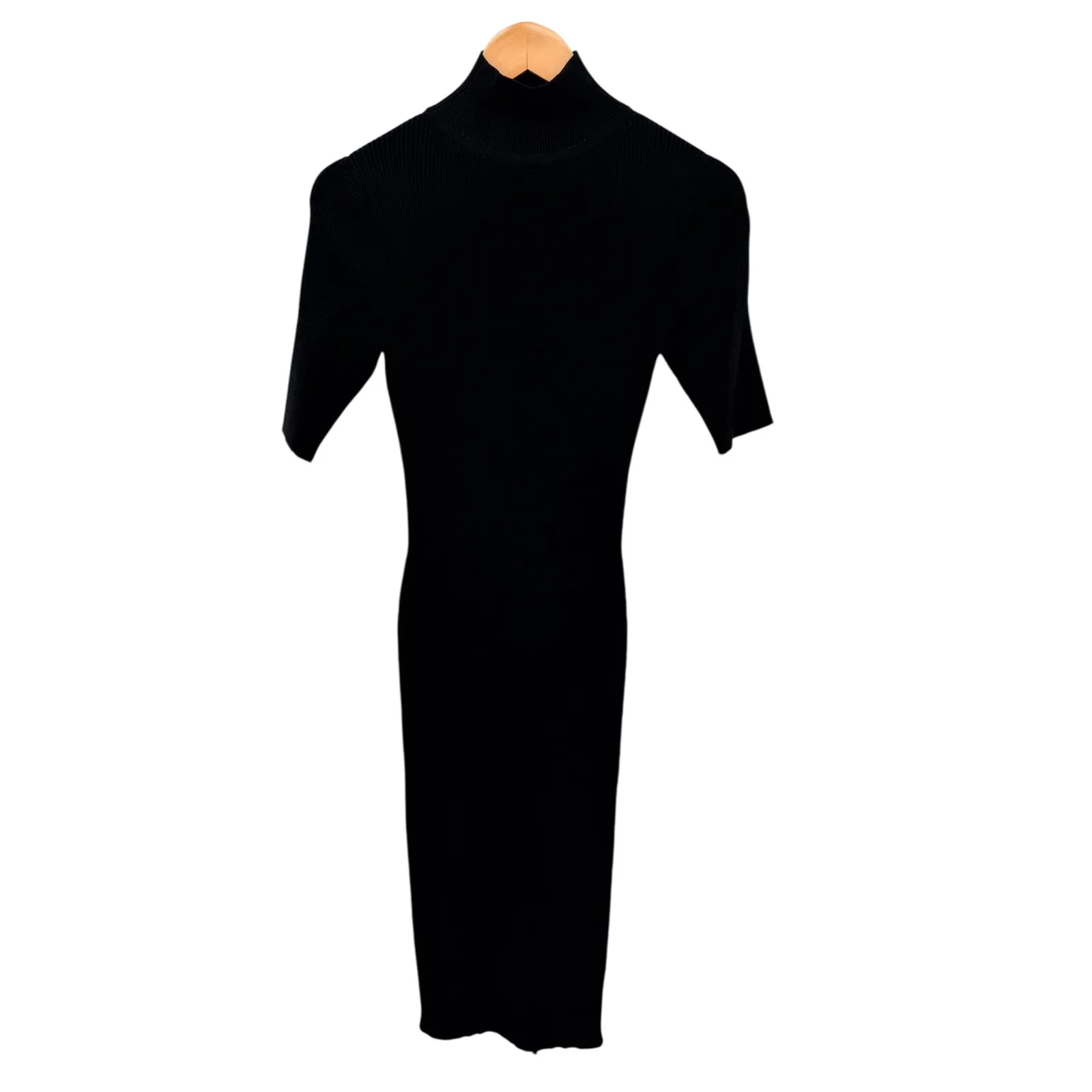 Cushnie Et Ochs Knit Black Ribbed High Neck Cutout Midi Dress S Minimalist - Image 7