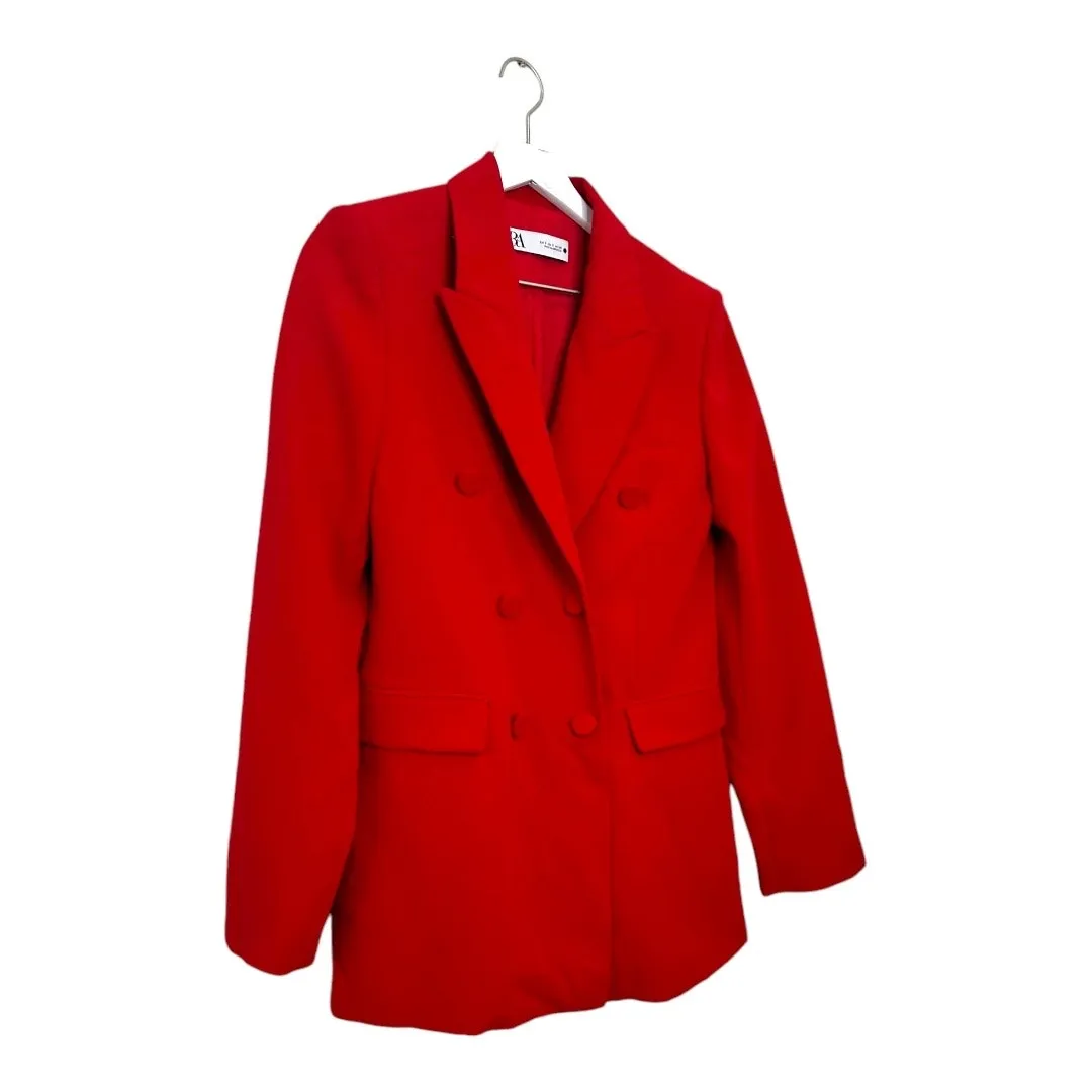 Zara Double Breasted Red Blazer Jacket Womens Small - Image 5