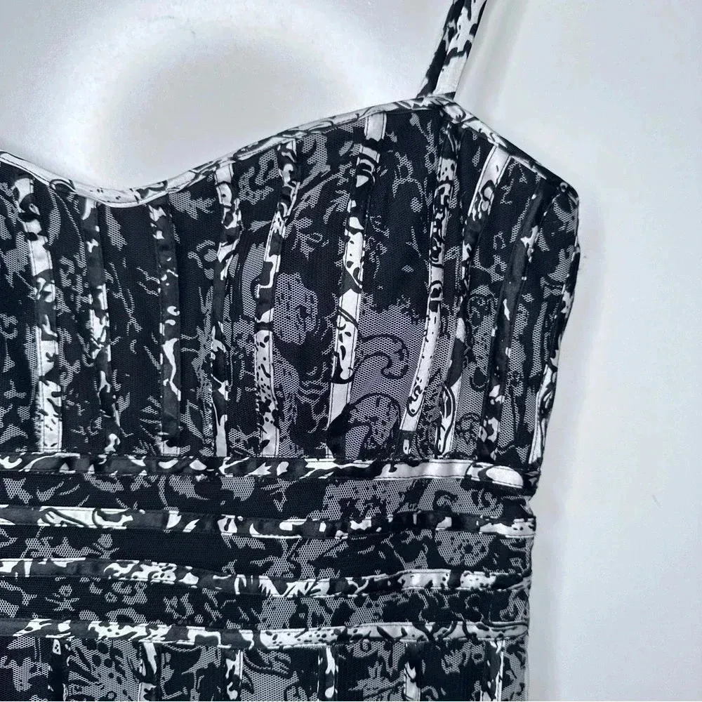 JS Collections Black Fit and Flare Tulle Corset Dress Size 8 - Image 4