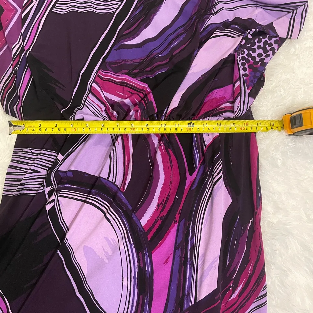 Purple black patterned Cato knee length dress woman’s size 14/16 EUC - Image 6