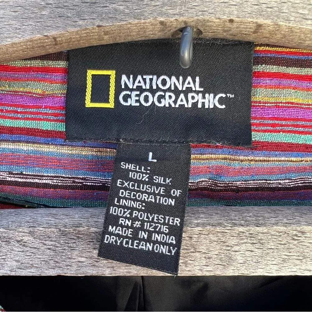 Vintage National Geographic Woven Paisley Embroidered Art to Wear Stripe Blazer - Image 4