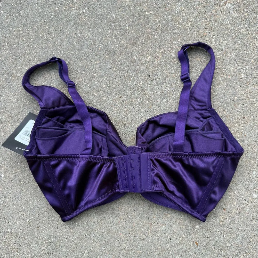 Frederick’s of Hollywood Purple Va Va Voom Satin Full Figure Push Up Bra 32F NWT - Image 4