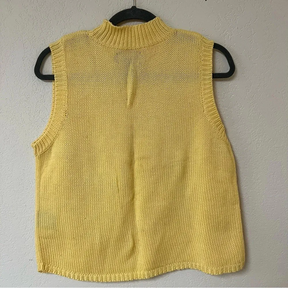 VTG 100% Cotton butter Yellow Sweater Vest Hunt Club Vest Xl - Image 4