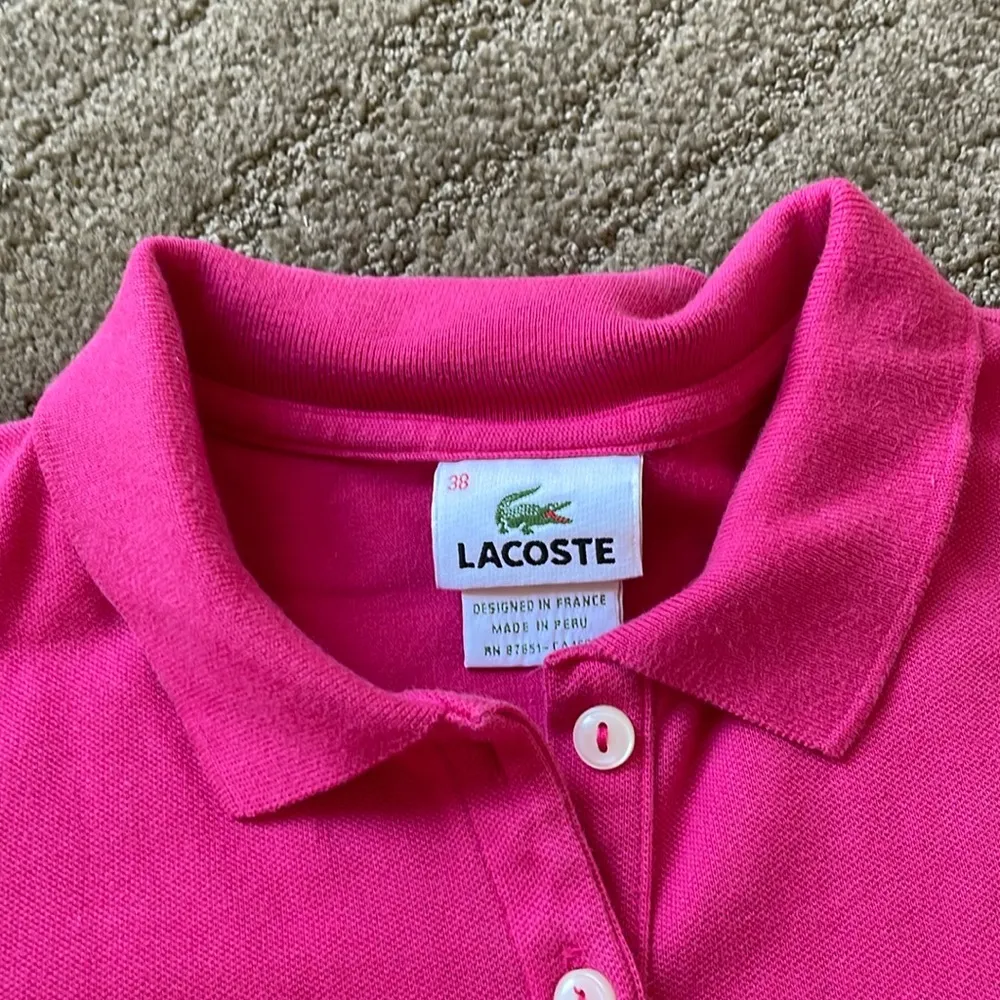 Lacoste made in Peru pretty fuchsia pink polo shirt. 38 8-10 - Image 6
