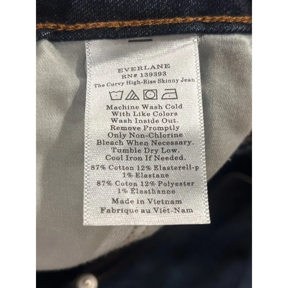 Everlane The Curvy High Rise Skinny Jeans in Dark Blue Wash 35 Womens denim pant - Image 10
