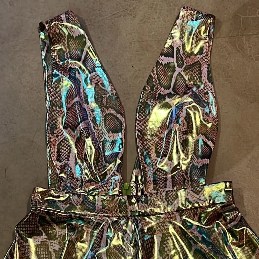 Akira Snake Print Gold Metallic Romper C27 - Image 2