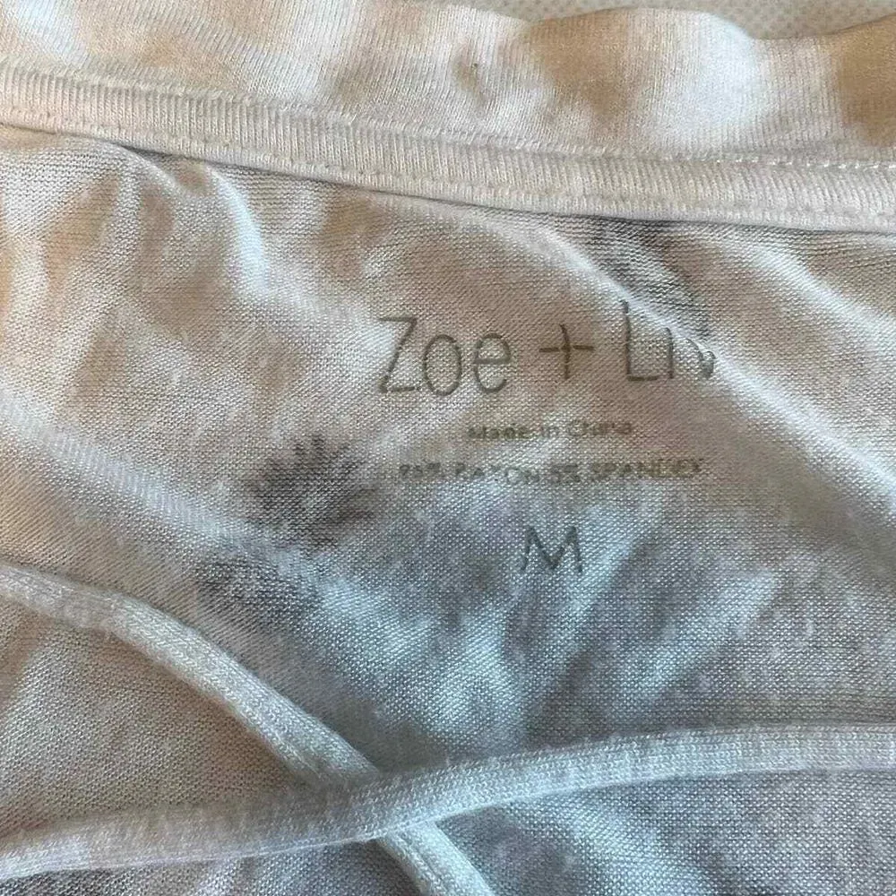 Womens Medium White Pineapple Print Lace-Up V-Neck‎ T-Shirt Summer Casual Top - Image 2