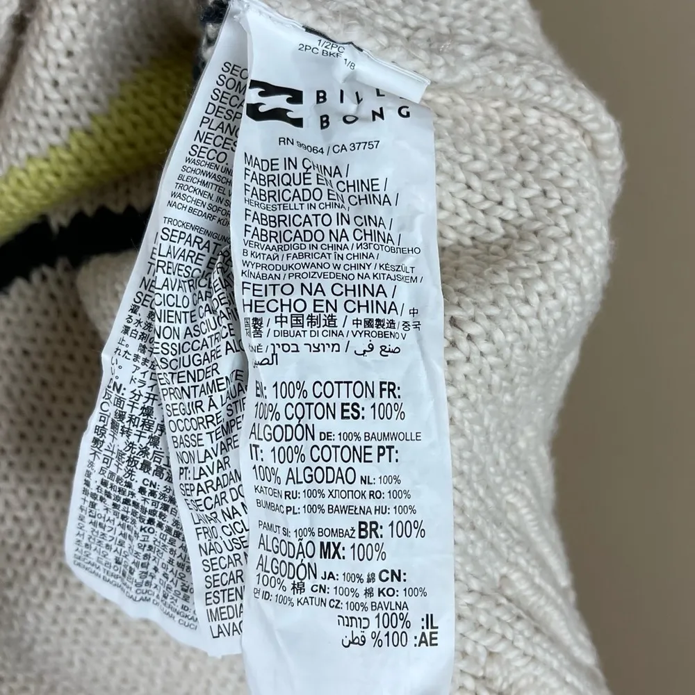 Billabong Size Large Seeing Stripes Sweater Pastel Colorblock Beachy Boho Hippie - Image 7